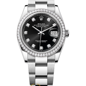 Rolex Datejust 36 mm White Rolesor Black Diamond-set Dial Factory Diamond Bezel 116244