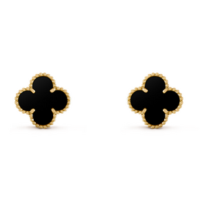 Серьги Van Cleef & Arpels Vintage Alhambra Onyx Yellow Gold