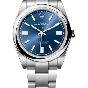 Rolex Oyster Perpetual 41 mm Oystersteel Bright Blue Dial 124300