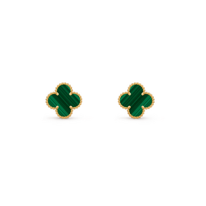 Серьги Van Cleef & Arpels Vintage Alhambra Malachite Yellow Gold