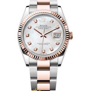 Rolex Datejust 36 mm Everose Rolesor White Pearl Diamond-set Dial 126231