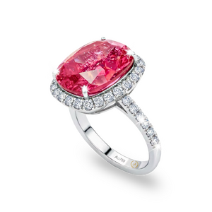 Кольцо «Natural Spinel Mahenge Vivid Pink Diamonds» 7,80 ct. 18k White Gold