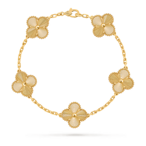 Браслет Van Cleef & Arpels Vintage Alhambra Guilloche Yellow Gold 5 мотивов