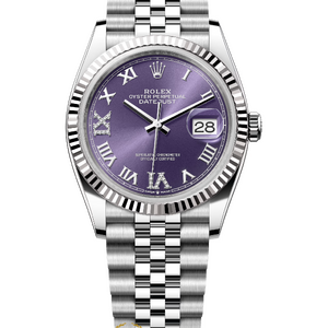 Rolex Datejust 36 mm Aubergine Dial Diamonds 126234 Jubilee