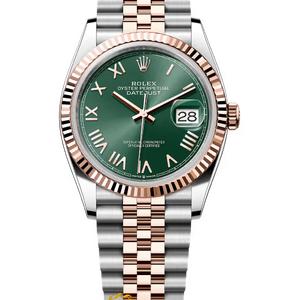 Rolex Datejust 36 mm Everose Rolesor Mint Green Roman Dial 126231 Jubilee