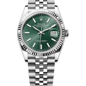 Rolex Datejust 36 mm White Rolesor Mint Green Dial 126234 Jubilee
