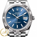 Rolex Datejust 41 mm White Rolesor Bright Blue Dial 126334 Jubilee