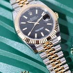 Rolex Datejust 41 mm Yellow Rolesor Bright Black Dial 126333 Jubilee