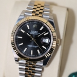 Rolex Datejust 41 mm Yellow Rolesor Bright Black Dial 126333 Jubilee