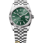 Rolex Datejust 36 mm White Rolesor Mint Green Dial 126234 Jubilee