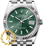 Rolex Datejust 36 mm White Rolesor Mint Green Dial 126234 Jubilee