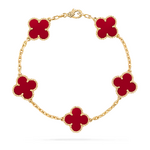 Браслет Van Cleef & Arpels Vintage Alhambra Carnelian Yellow Gold 5 мотивов