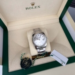 Rolex Oyster Perpetual Date Silver Arabic Diamonds Dial White Rolesor 34 mm 115234