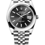 Rolex Datejust 41 mm Oystersteel Bright Black Dial 126300 Jubilee