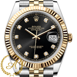 Rolex Datejust 41 mm Yellow Rolesor Bright Black Diamond-set Dial 126333 Jubilee