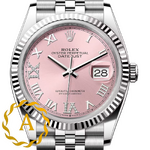 Rolex Datejust 36 mm White Rolesor Pink Diamond-set Dial 126234 Jubilee