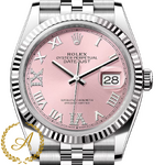 Rolex Datejust 36 mm White Rolesor Pink Diamond-set Dial 126234 Jubilee