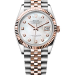 Rolex • Datejust 36 mm 126231 White Pearl Diamonds Dial Everose Rolesor Jubilee