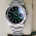 Rolex Datejust 41 mm White Rolesor Green Ombre Dial 126334 