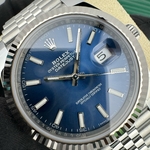 Rolex Datejust 41 mm White Rolesor Bright Blue Dial 126334 Jubilee