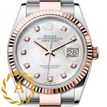 Rolex Datejust 36 mm Everose Rolesor White Pearl Diamond-set Dial 126231
