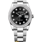 Rolex Datejust 36 mm White Rolesor Black Diamond-set Dial Factory Diamond Bezel 116244