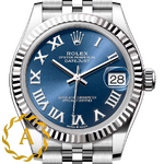 Rolex Datejust 31 mm White Rolesor Bright Blue Dial 278274 Jubilee