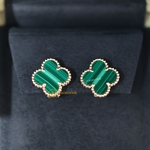 Серьги Van Cleef & Arpels Vintage Alhambra Malachite Yellow Gold