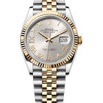 Rolex Datejust 36 мм Silver Roman Dial Diamonds Yellow Rolesor Jubilee 126233