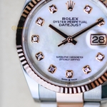 Rolex Datejust 36 mm Everose Rolesor White Pearl Diamond-set Dial 126231