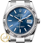 Rolex Datejust 36 mm White Rolesor Bright Blue Dial 126234