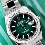 Rolex Datejust 41 mm White Rolesor Green Ombre Dial 126334 