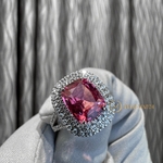 Кольцо «Natural Neon Spinel Mahenge Vivid Pink Diamonds» 3,51 ct. 18k White Gold