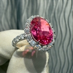 Кольцо «Natural Spinel Mahenge Vivid Pink Diamonds» 5,07 ct. 18k White Gold