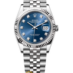 Rolex Datejust 36 mm White Rolesor Bright Blue Diamond-set Dial 126234 Jubilee