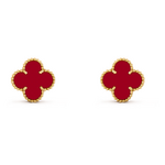 Серьги Van Cleef & Arpels Vintage Alhambra Carnelian Yellow Gold