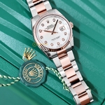 Rolex Datejust 36 mm Everose Rolesor White Pearl Diamond-set Dial 126231
