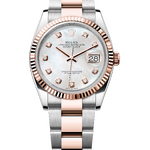 Rolex Datejust 36 mm Everose Rolesor White Pearl Diamond-set Dial 126231