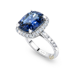 Кольцо Natural Blue Sapphire (No Heating) 6,16 ct. 18k White Gold Diamonds