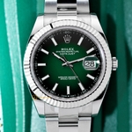 Rolex Datejust 41 mm White Rolesor Green Ombre Dial 126334 