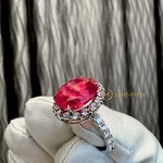 Кольцо «Natural Spinel Mahenge Vivid Pink Diamonds» 7,80 ct. 18k White Gold