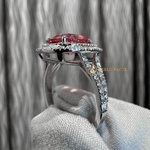 Кольцо «Natural Neon Spinel Mahenge Vivid Pink Diamonds» 3,51 ct. 18k White Gold