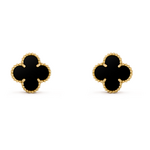 Серьги Van Cleef & Arpels Vintage Alhambra Onyx Yellow Gold