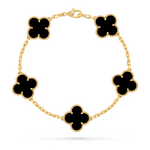 Браслет Van Cleef & Arpels Vintage Alhambra Onyx Yellow Gold 5 мотивов