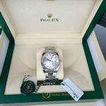 Rolex Oyster Perpetual Date Silver Arabic Diamonds Dial White Rolesor 34 mm 115234