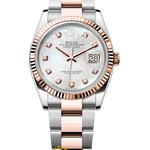Rolex Datejust 36 mm Everose Rolesor White Pearl Diamond-set Dial 126231