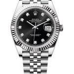 Rolex Datejust 41 mm White Rolesor Black Diamond-set Dial 126334 Jubilee