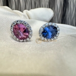Серьги Natural Corundum Pink & Blue Sapphire 18K White Gold Diamonds