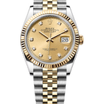 Rolex Datejust 36 mm Champagne Diamonds Dial Yellow Rolesor 126233 Jubilee