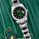 Rolex Datejust 41 mm White Rolesor Green Ombre Dial 126334 